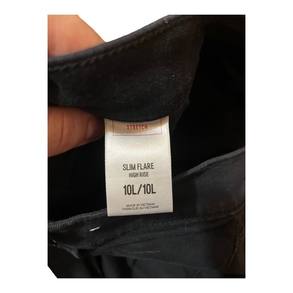 Express High Rise Stretch Slim Flare Size 10 Long Black Jeans - Picture 2 of 4